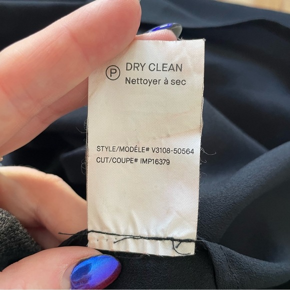 Vince Crepe Satin Trim Black Sleeveless High Low Shift Dress V3108-50564 EUC XS - Picture 10 of 11